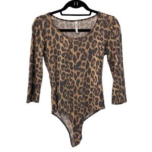 Tresics Leopard print bodysuit 3/4 sleeves S wild animal print spots